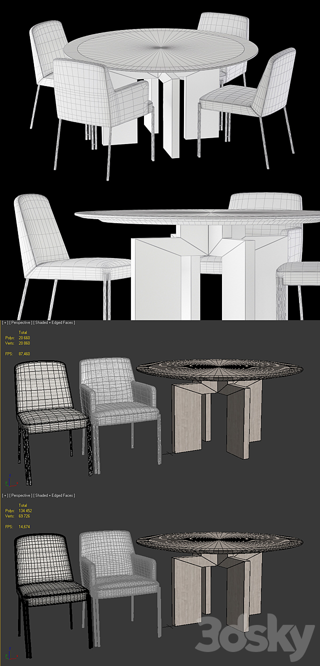 Kelly Wearstler Ida Table and Melange Chair 3DSMax File - thumbnail 3