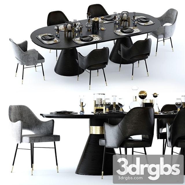 Kelly wearstler miramar table and rigby chair 2 3dsmax Download - thumbnail 1