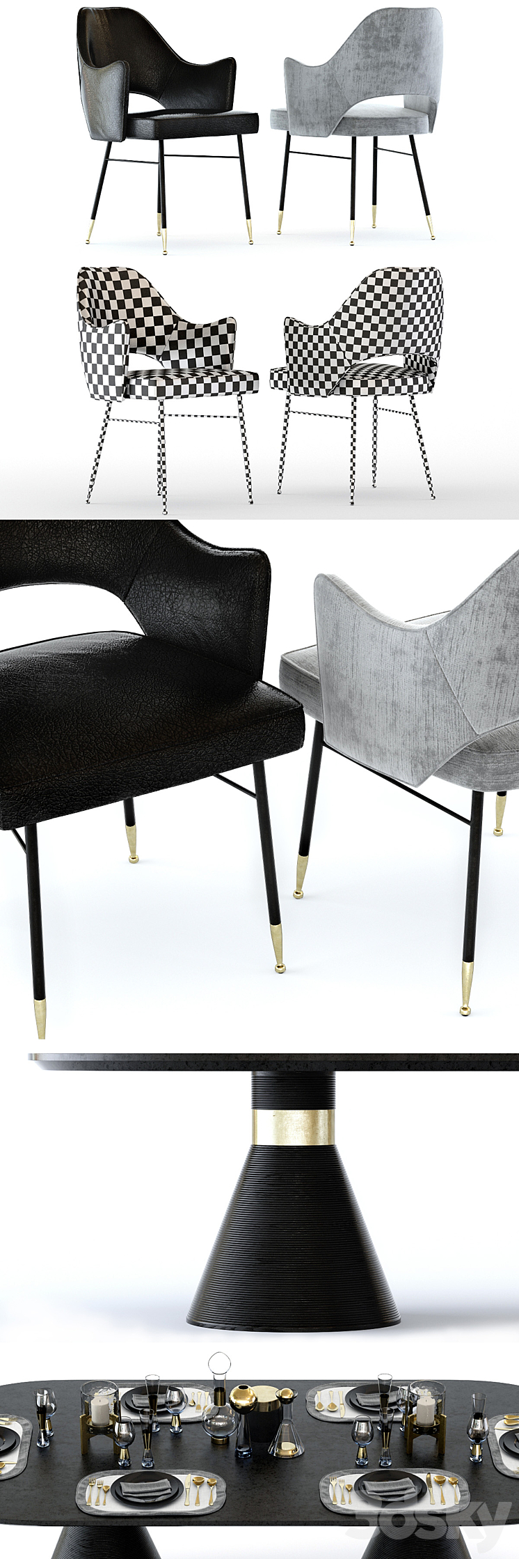 Kelly Wearstler Miramar Table and Rigby Chair 3DS Max - thumbnail 2