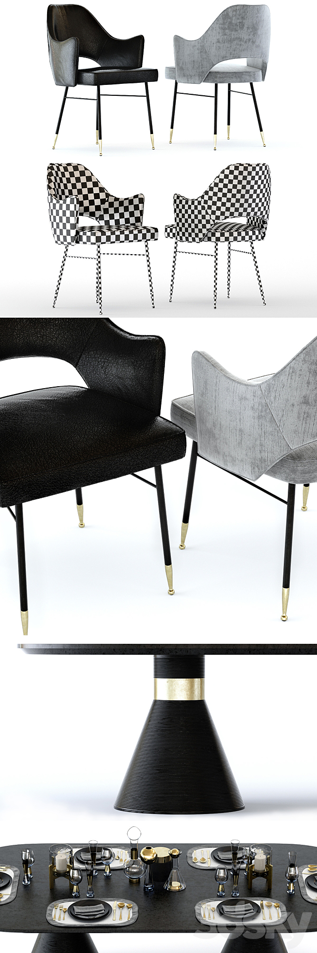 Kelly Wearstler Miramar Table and Rigby Chair 3DSMax File - thumbnail 2