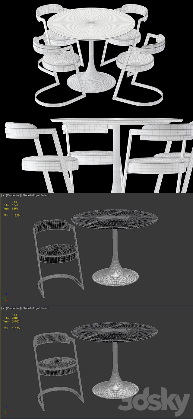 Kelly Wearstler Table and Studio chair 3DSMax File - thumbnail 3