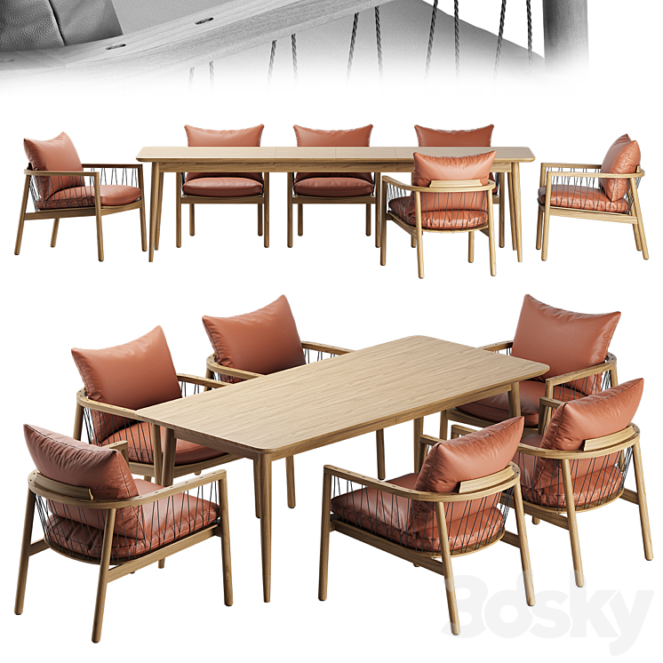 Kerry Lounge Chair Tate Walnut Extendable Midcentury Dining Table 3DS Max - thumbnail 1