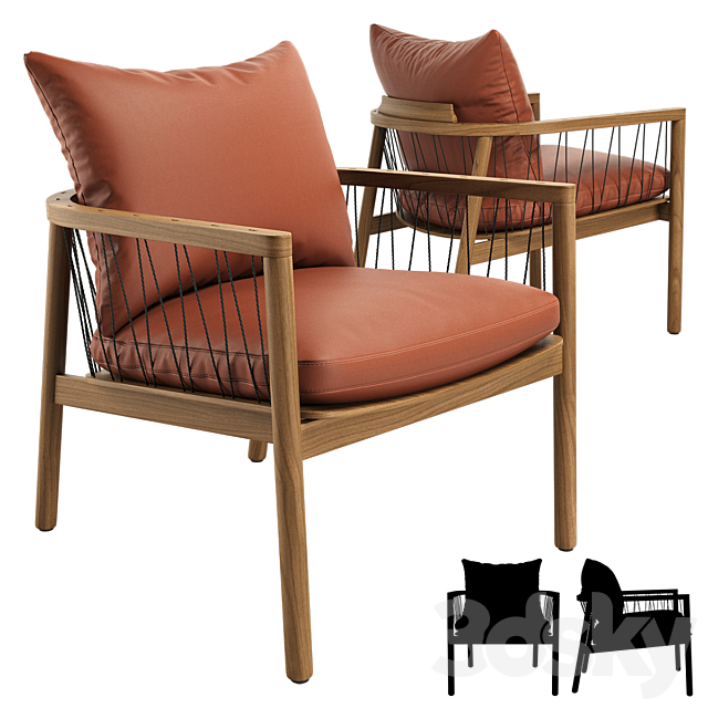 Kerry Lounge Chair Tate Walnut Extendable Midcentury Dining Table 3DSMax File - thumbnail 2