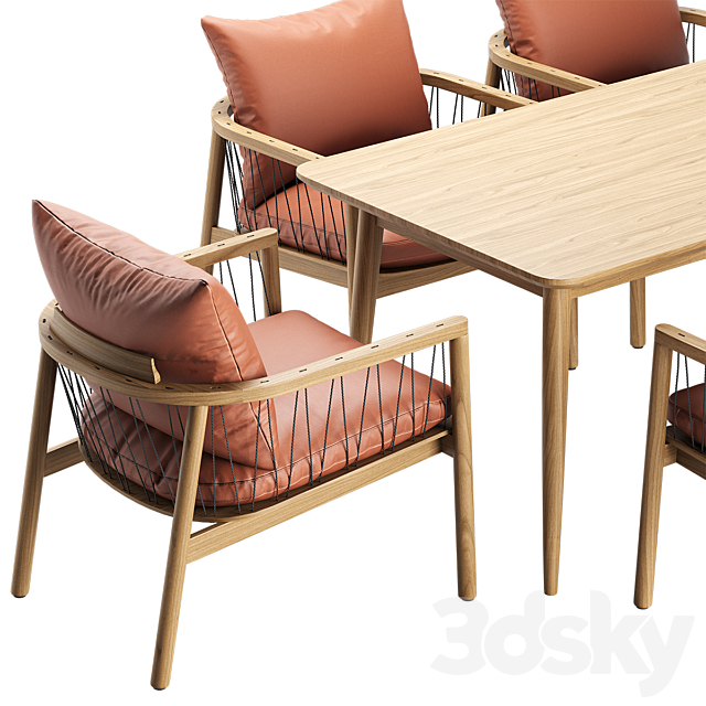 Kerry Lounge Chair Tate Walnut Extendable Midcentury Dining Table 3DSMax File - thumbnail 3