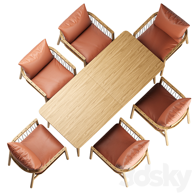 Kerry Lounge Chair Tate Walnut Extendable Midcentury Dining Table 3DSMax File - thumbnail 4