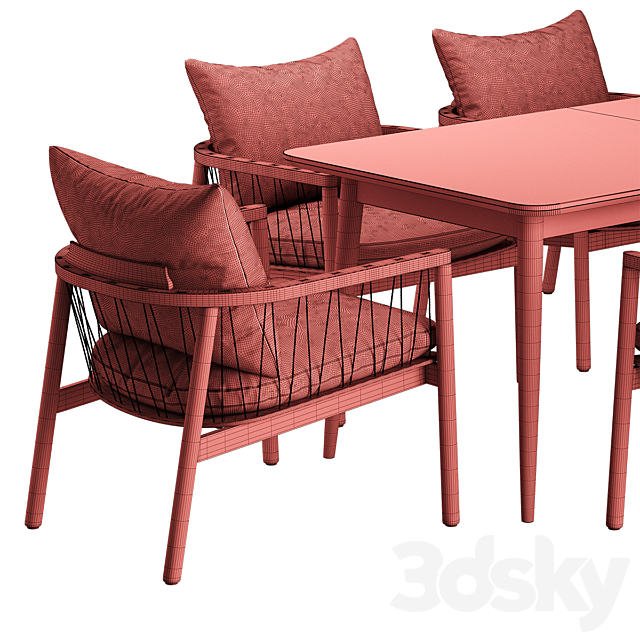 Kerry Lounge Chair Tate Walnut Extendable Midcentury Dining Table 3DSMax File - thumbnail 5