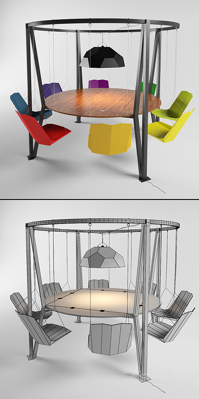 King Arthur round swing table 3DSMax File - thumbnail 2