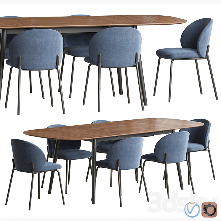 Kingston table Princeton chair Boconcept 3DS Max - thumbnail 1