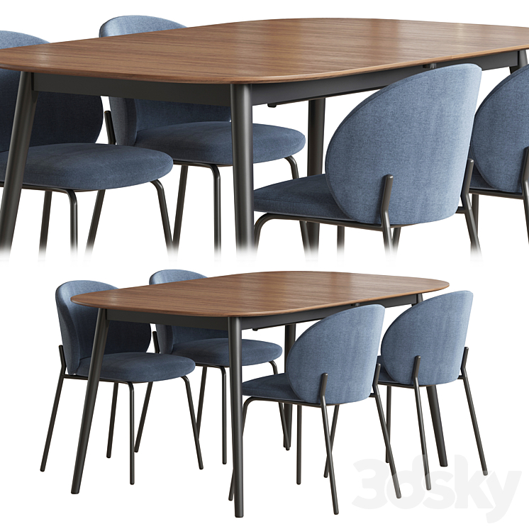 Kingston table Princeton chair Boconcept 3DS Max - thumbnail 1