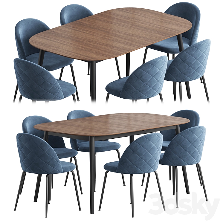 Kingston table stool Mystere Dining set 3DS Max Model - thumbnail 1