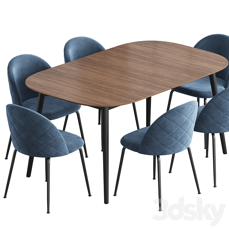 Kingston table stool Mystere Dining set 3DS Max - thumbnail 2