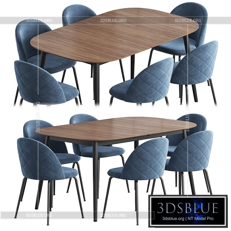 Kingston table stool Mystere Dining set 3DS Max - thumbnail 3