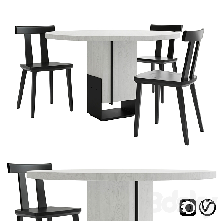 Kitale table with Sipa chair 3DS Max - thumbnail 1