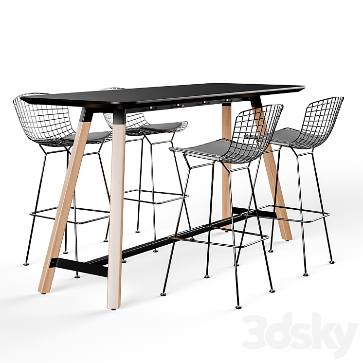 Knoll Bertoia Barstool Rockwell Unscripted Tall Table 3DS Max - thumbnail 1