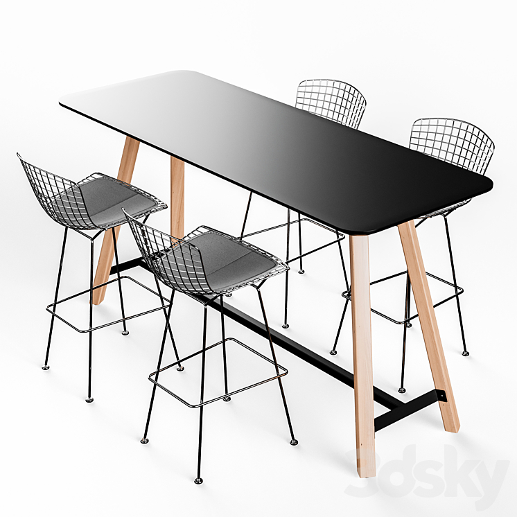 Knoll Bertoia Barstool Rockwell Unscripted Tall Table 3DS Max - thumbnail 2