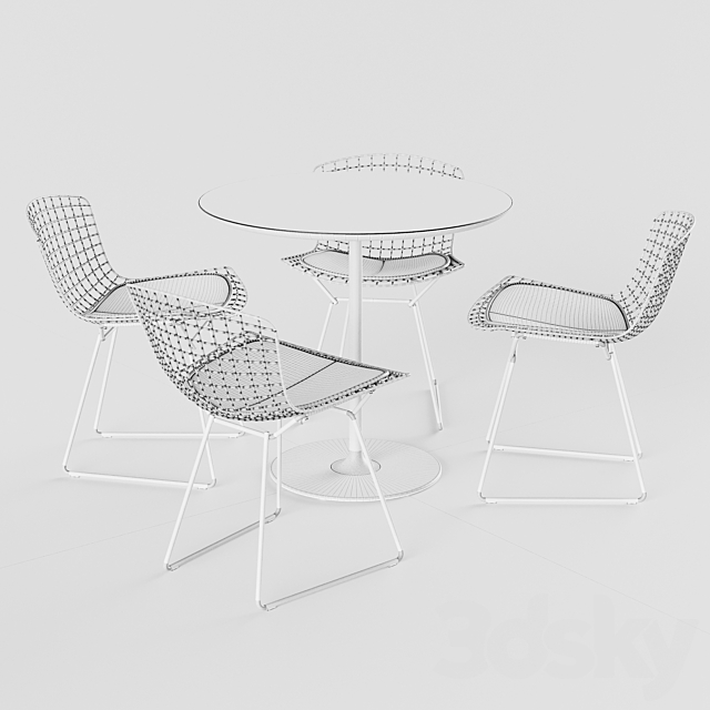 Knoll Bertoia Side Chair Arper Dizzy Table 3DS Max Model - thumbnail 5