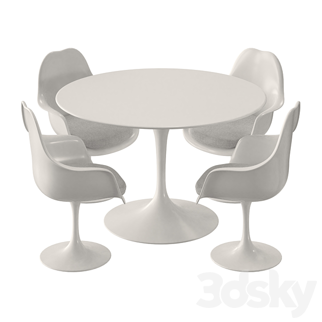 Knoll Tulip Table Set 3DS Max Model - thumbnail 3