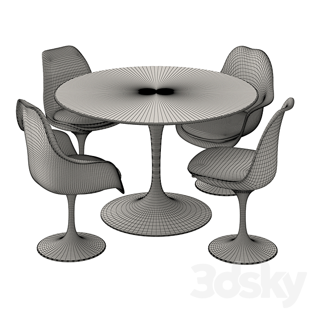 Knoll Tulip Table Set 3DS Max Model - thumbnail 4