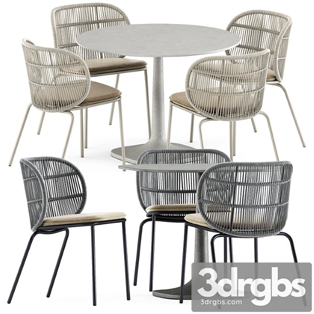 Kodo Dining Chairs By Vincent Sheppard And Fiore Outdoor Table By Bebitalia 3dsmax Download - thumbnail 1