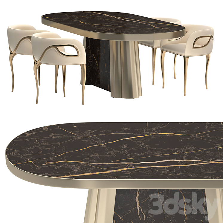 KOKET Dining table and chair 3DS Max Model - thumbnail 1