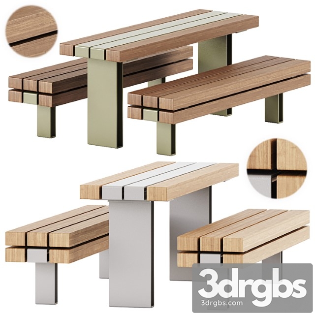 Kong outdoor sectional bench and table by vestre - thumbnail 1