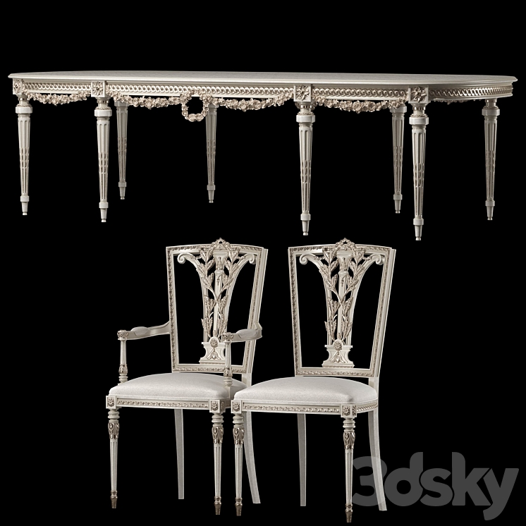 kosovart daphne table and chair 3DS Max - thumbnail 2