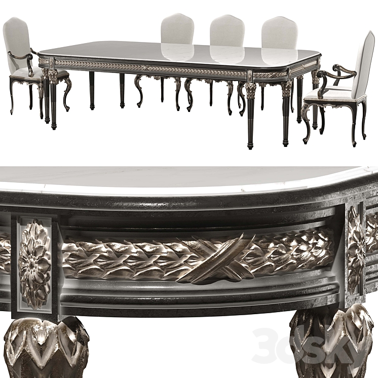 kosovart victoria dining table and chair 3DS Max Model - thumbnail 1