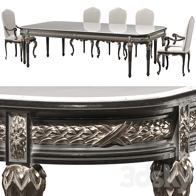 kosovart victoria dining table and chair 3DSMax File - thumbnail 1