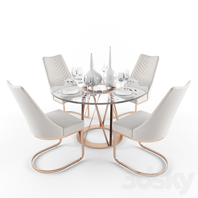 Kyla KD PU Chairs and Rolin KD Round Dining Table 3ds Max - thumbnail 1