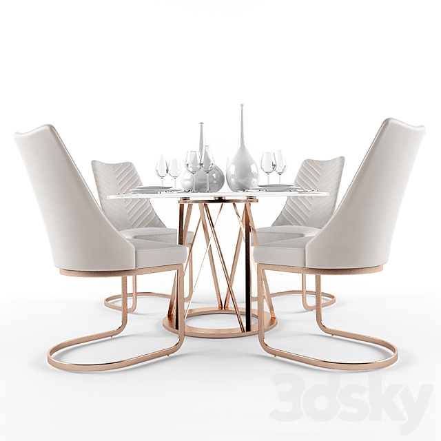 Kyla KD PU Chairs and Rolin KD Round Dining Table 3ds Max - thumbnail 2