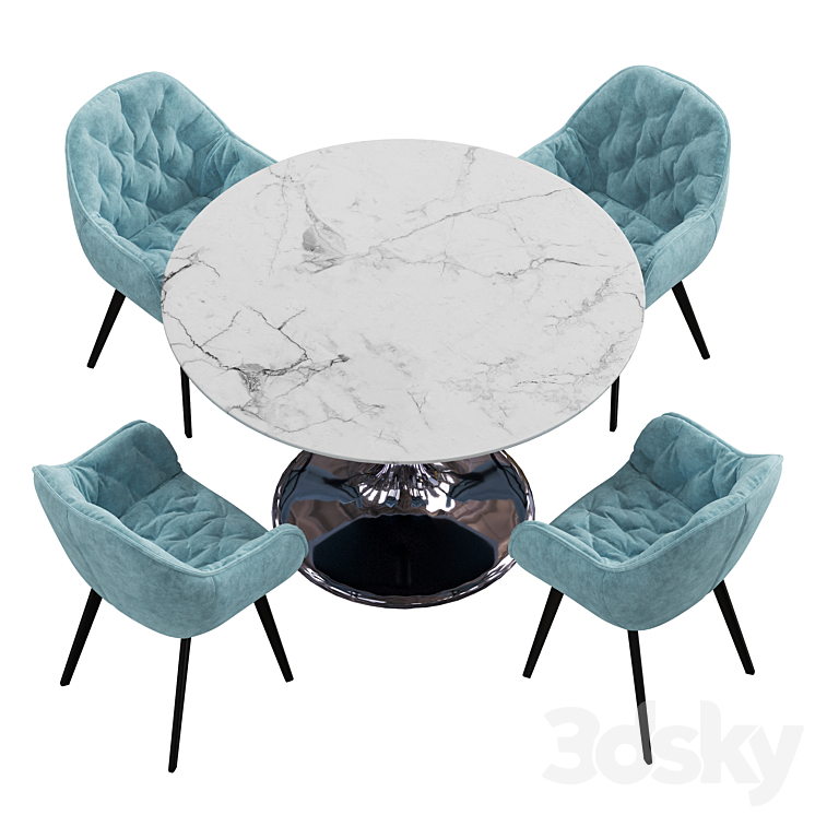 La forma & CB2 Hackney dining set 3DS Max - thumbnail 2