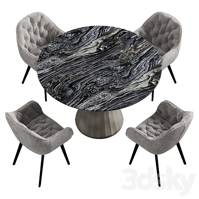 La forma & CB2 Paramount dining set 3DS Max Model - thumbnail 2