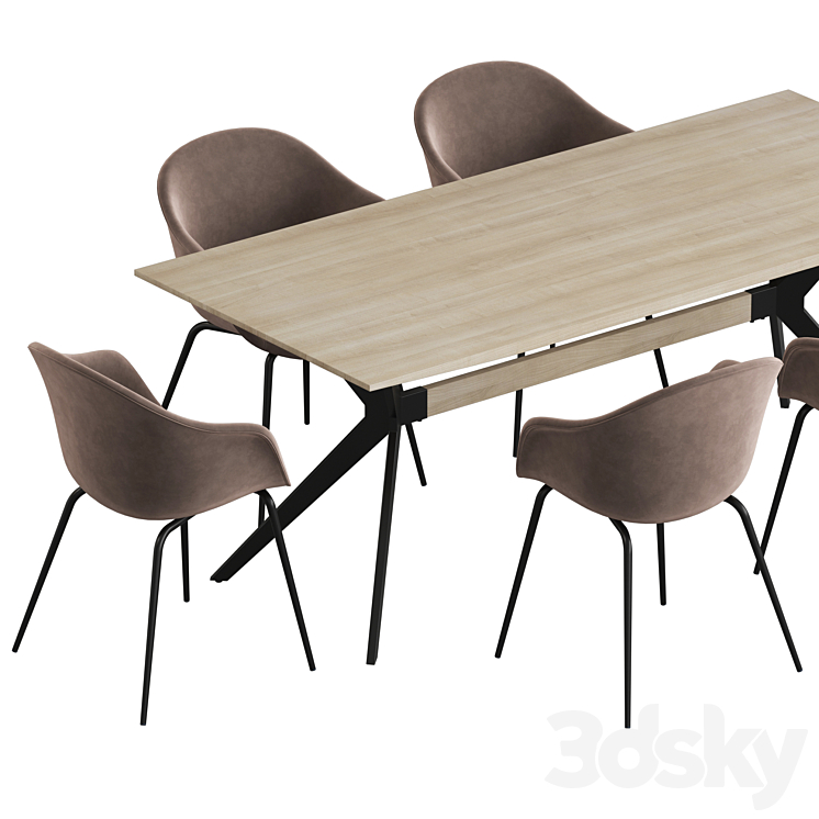 La forma table Amethyst Gubi Bat dining set 3DS Max Model - thumbnail 2