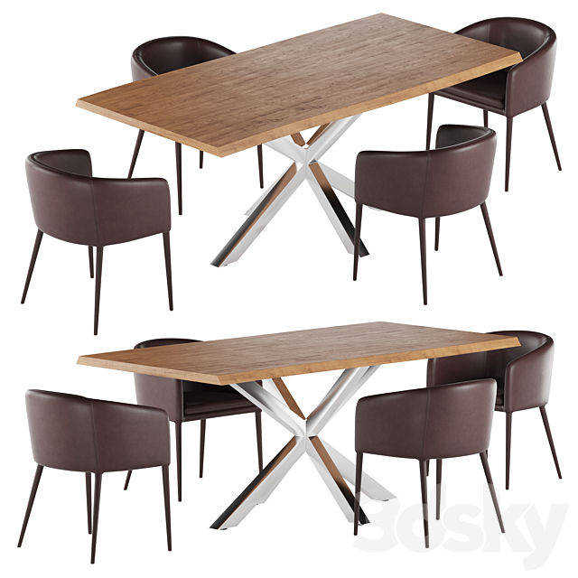 La forma table Arya & Harmon chair dining set 1 3DSMax File - thumbnail 1