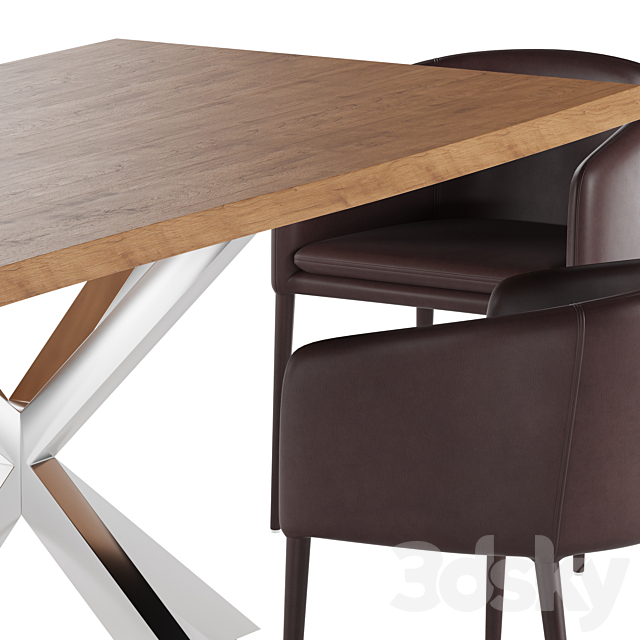 La forma table Arya & Harmon chair dining set 1 3DSMax File - thumbnail 2