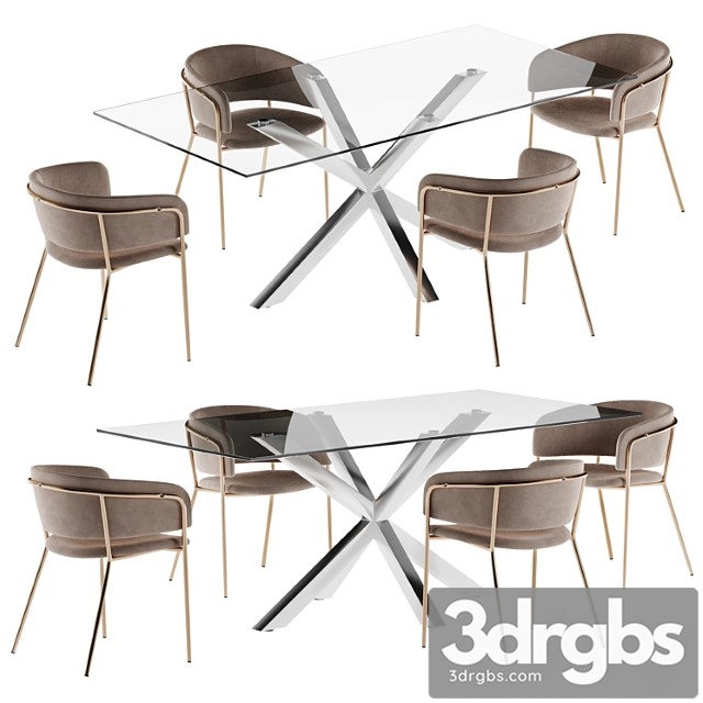 La forma table arya & konnie chair dining set 2 2 3dsmax Download - thumbnail 1