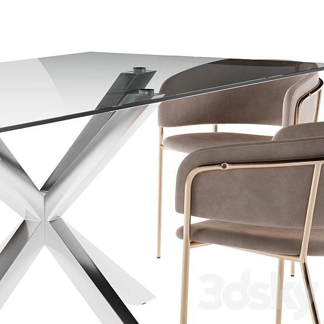 La forma table Arya & Konnie chair dining set 2 3DSMax File - thumbnail 2