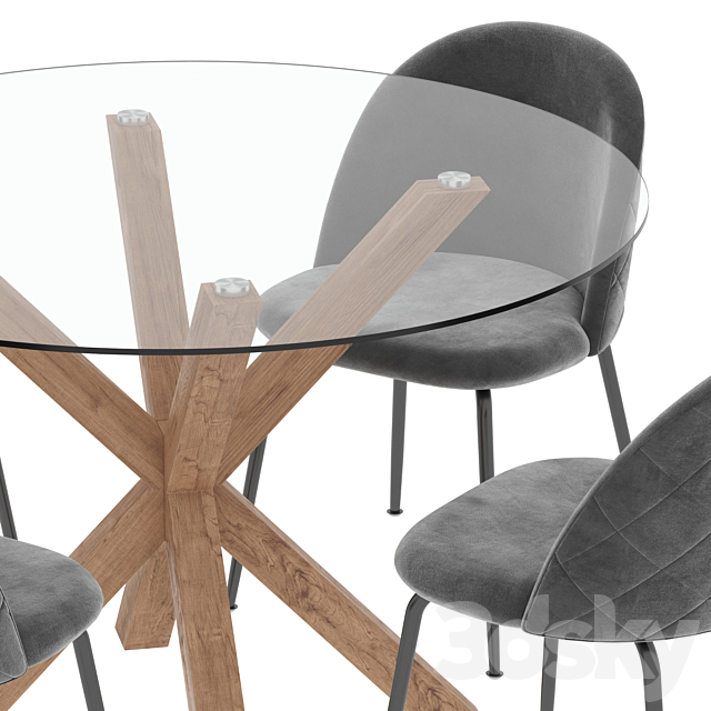 La forma table Arya & Mystere chair dining set 3 3DS Max Model - thumbnail 2