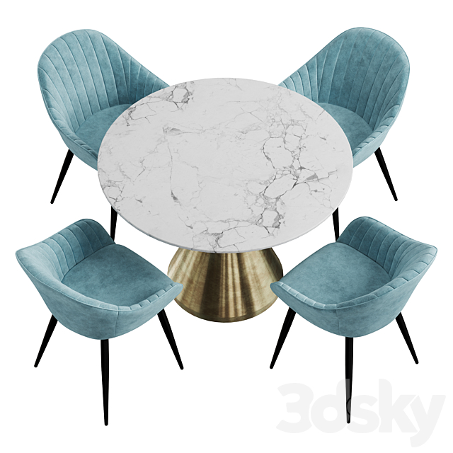 La Forma & West elm Silhouette dining set 3DS Max Model - thumbnail 2