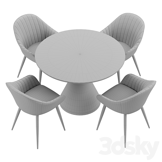 La Forma & West elm Silhouette dining set 3DS Max Model - thumbnail 3