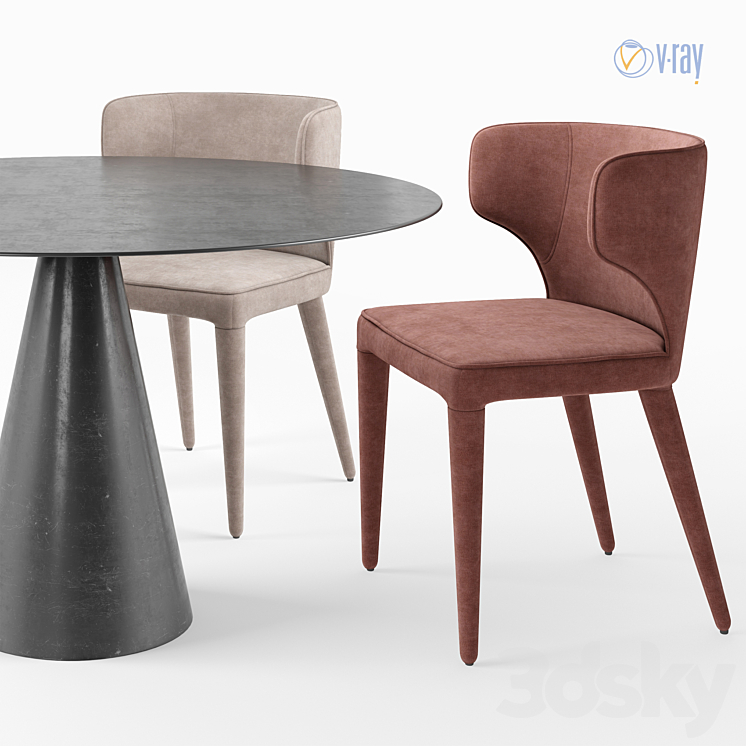 La Redoute. AM.PM. Favinie Chair. Mayra table. 3DS Max - thumbnail 2