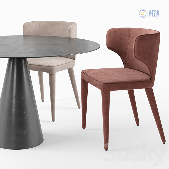 La Redoute. AM.PM. Favinie Chair. Mayra table. 3DSMax File - thumbnail 2