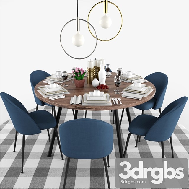 Laforma mystere dining chair table set 2 3dsmax Download - thumbnail 1