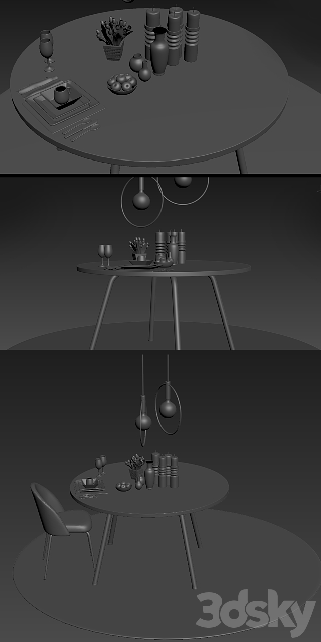 Laforma Mystere Dining Chair Table Set 3DSMax File - thumbnail 3