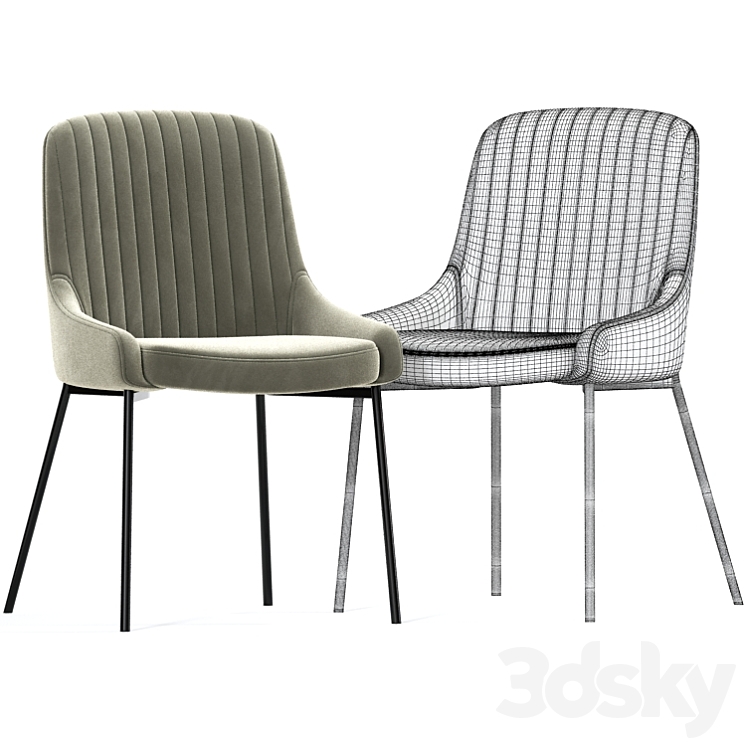 Lainy Upholstered Strip Chair Table 3DS Max - thumbnail 2