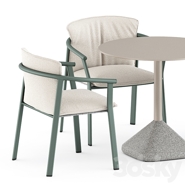 Lamorisse chair 3684 and 3685 and Concrete 855 table by Pedrali 3ds Max - thumbnail 2