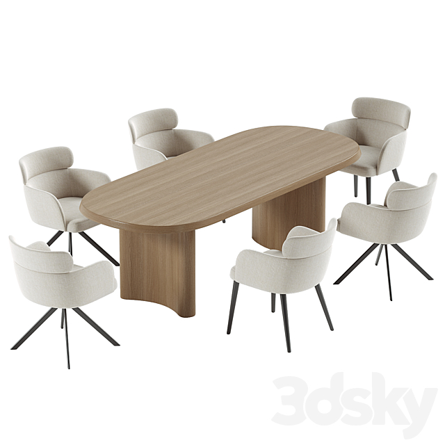 LAY armchair & ALTURA Dining Table 3DS Max Model - thumbnail 3