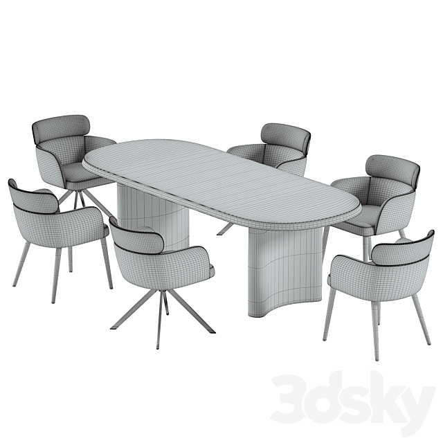 LAY armchair & ALTURA Dining Table 3DS Max Model - thumbnail 4