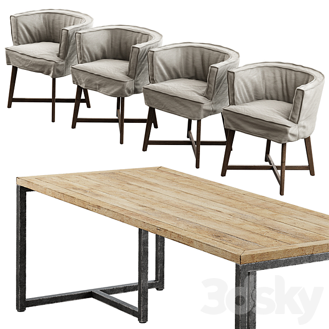 Leeff _ Woodie Stoel + Industrial Table 3DSMax File - thumbnail 2