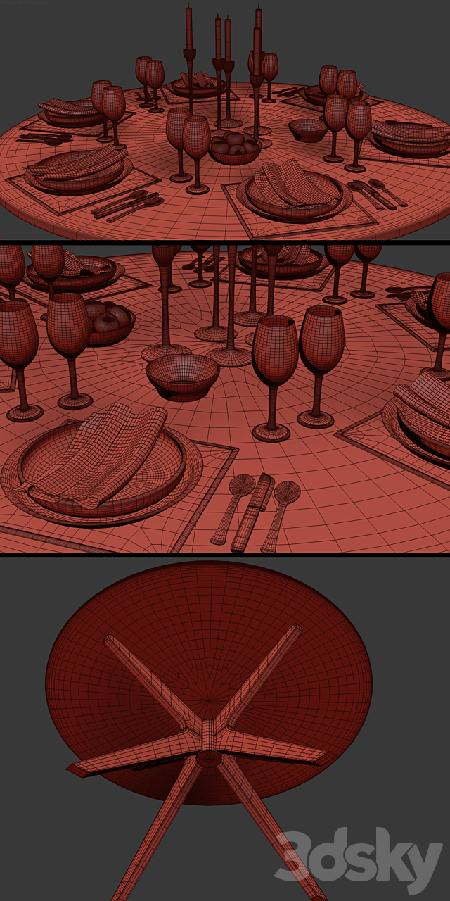 Lema Bice Dining Table Set 3DSMax File - thumbnail 3